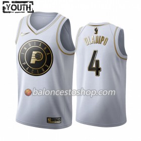 Camiseta Niños NBA Indiana Pacers Victor Oladipo 4 2019-20 Nike Blanco Golden Edition Swingman